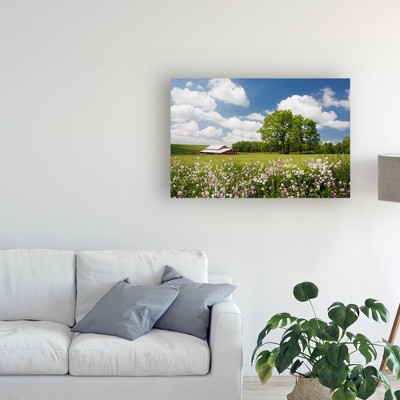 12" x 19" Flowers and Farm Holmes County Ohio by Monte Nagler - Trademark Fine Art: Giclee Canvas, Unframed Landscape