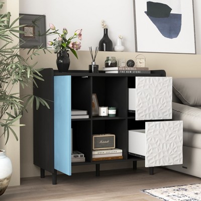 NicBex Buffet Cabinet with 2 Drawers and 2 Open Storage Compartment,Modern Sideboard Cabinet with 1 Cabinet,Storage Cabinet for Living Room
