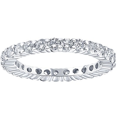Pompeii3 1.00CT Diamond Eternity Stackable Wedding Ring 14K White Gold
