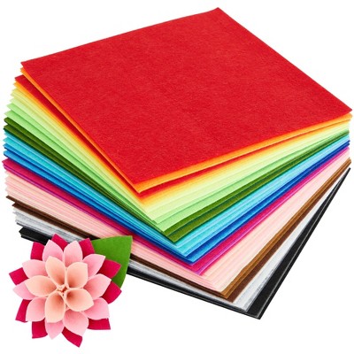 Juvale 50 Pack Felt Fabric Sheets for Crafts, Sewing, Party Decorations, 8x8" (20x20cm, 25 Rainbow Colors)