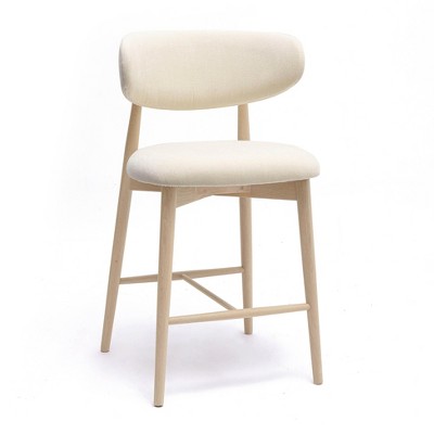 TOV Furniture Zinea Performance Textured Velvet Counter Stool Cream  21"W x 20.6"D x 37.6"H
