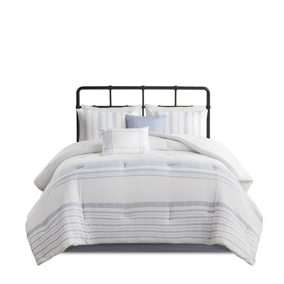 Gracie Mills Ellison 6-Piece Jacquard Stripe Oversized Cotton Comforter Set