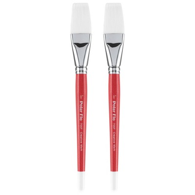 Creative Mark Polar Flo Professional Watercolor Brushes - Flat Packs of 2 - Short Handle, Nickel-Plated Seamless Brass Ferrule - Art Paint Brushes for