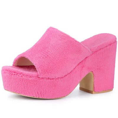 BLISSFUL STEP Women's Chunky Heel Open Toe Slip on Sandals