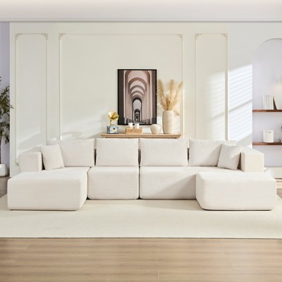 Mjkone 135''Cloud Modular Sectional Sofa,4-PCS U-Shaped Couch with Chaise Lounge,Free-Combined,No Assembly Required