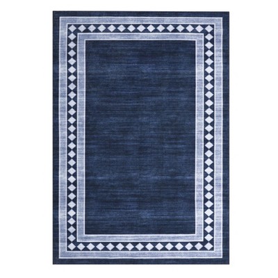 Modern Bordered Soft Carpet Mat Indoor Non Slip Machine Washable Area Rug