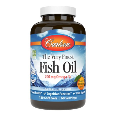 Carlson - The Very Finest Fish Oil, 700 mg Omega-3s, Norwegian, Wild Caught, Sustainably Sourced, Orange