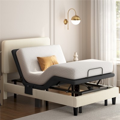 Yaheetech Upholstered Adjustable Bed Frame with Independent Head andFoot Incline