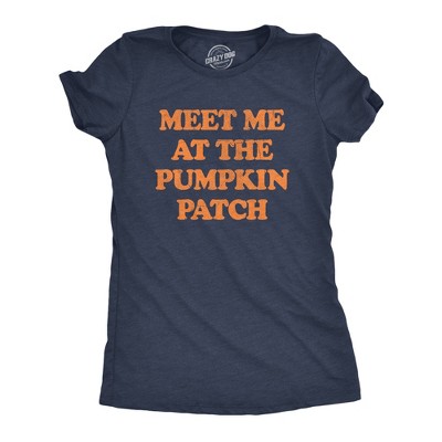 Womens Meet Me At The Pumpkin Patch T Shirt Funny Halloween Fall Season Lovers Tee for Ladies - Crazy Dog Women's T Shirt For Halloween Season
