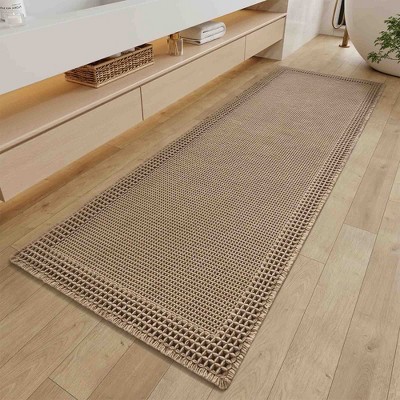BAGOKIE Waffle Weave Bath Mat with Tassels