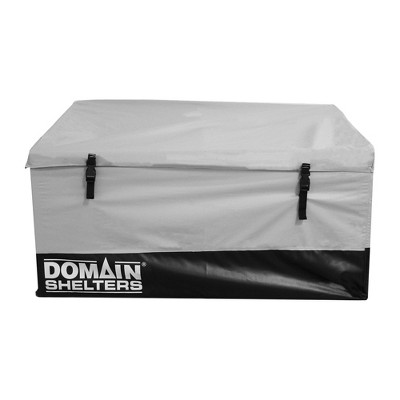 Domain Shelters Outdoor Patio Backyard Garden Storage Container Deck Box w/Removable Weather Bars & Clip Buckles, Gray/Black