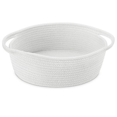Itopfox Small Woven Storage Basket with Handles - Decorative Organizer Bin for Baby Shower, Easter Gifts, Nursery, Home Decor