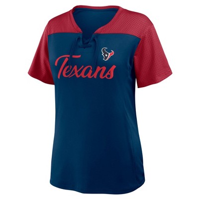 NFL Houston Texans Women's Short Sleeve Lace Up V-Neck Top