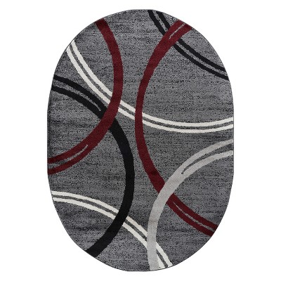 World Rug Gallery Contemporary Abstract Circles Design Area Rug:  Geometric,  Pet Friendly,  Low Pile,  Stain-Resistant