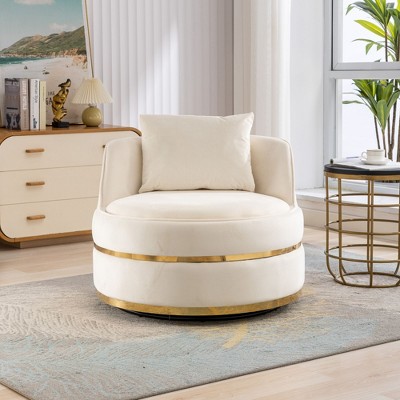 Kumasinova Swivel Accent Chair with Cushion,Comfy Reading Chair in Velvet,Sofa Chair with Stainless Steel Base,Accent Chairs for Living Room