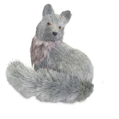 Diva At Home Glittered Fox Christmas Figurine - 8.75" - Light Gray