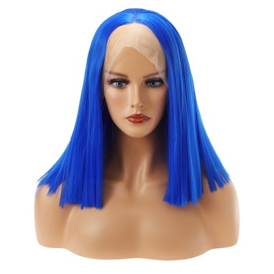 Unique Bargains Women Medium Long Straight Hair Lace Front Wigs with Wig Cap 12" 1PC
