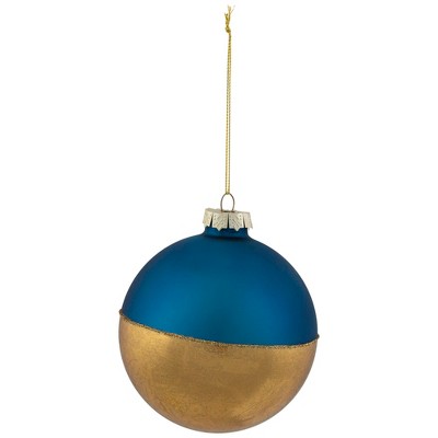 Northlight 3.5" Blue and Gold Glass Ball Christmas Ornament