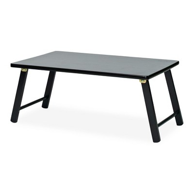 PJ Wood Folding Laptop Desk Tray,  Lightweight Portable Table for Bed or Couch Computer Work, Eating at Home, Small Spaces, 24 Inch, Black
