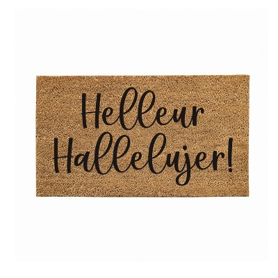 Evergreen Flag Funny Welcome Mat Coir Doormat | 28" x 16" Front Door Mat Outdoor Entrance | No Slip Door Rugs Entryway Indoor | Helleur