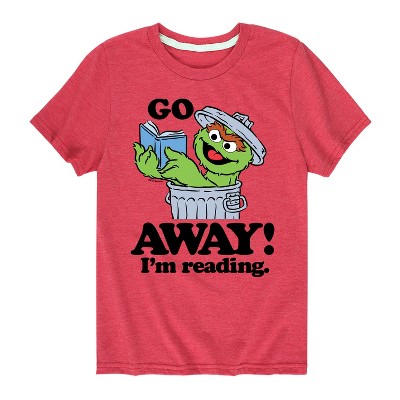 Boys' - Sesame Street - Oscar Go Away Im Reading Short Sleeve Graphic T-Shirt
