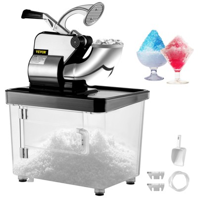 VEVOR 110V Commercial Ice Crusher 440LBS/H, ETL Approved 300W Electric Snow Cone Machine with Dual Blades, Stainless Steel Shaved Ice Machine, Black