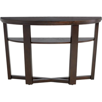 Elm Lane Conrad Modern Rich Wood Console Table 47 1/2" x 18" with Shelf Dark Brown Crisscross Leg for Living Room Bedroom Bedside Entryway Home Office