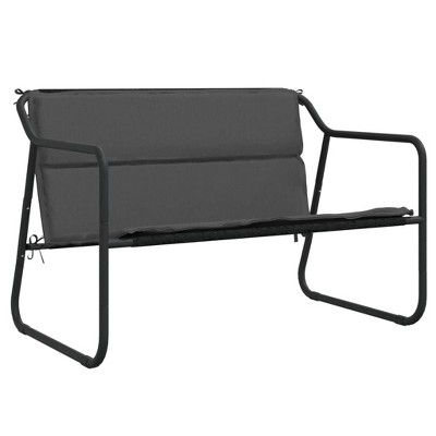 vidaXL 2-Seater Patio Bench with Cushion Anthracite Steel