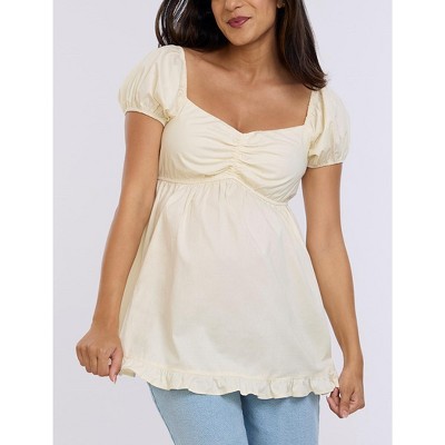 Women's Off the Shoulder Short Sleeve Babydoll Maternity Top | Motherhood Maternity
