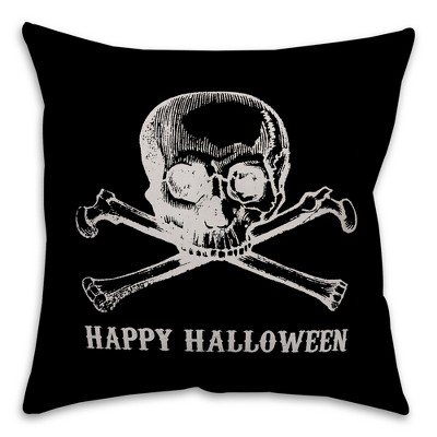 Creative Products Skull and Crossbones Happy Halloween 16x16 Indoor / Outdoor Pillow