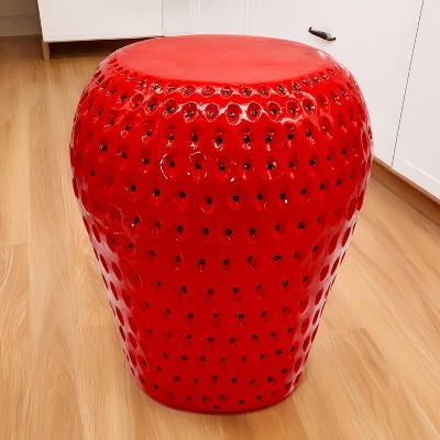 Anybear Strawberry Fruit Stool, 13.4" Oversized Resin Stool, Side Table, Home Decor Plant Stand