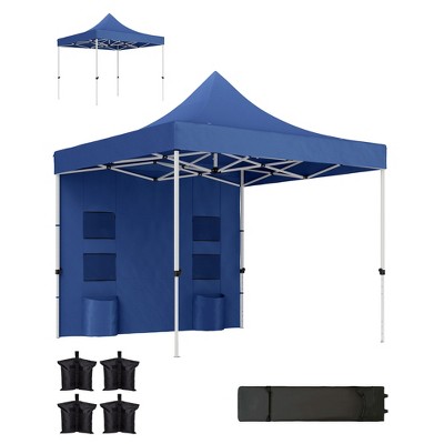 Outsunny 10' x 10' Heavy Duty Pop Up Canopy Tent with Sidewall, UPF50+ Instant Sun Shelter