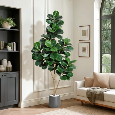 ODK Fiddle Leaf Fig Tree Artificial - Realistic Faux Ficus Lyrata Trees, Indoor Fake Floor Plants for Living Room Decor, Housewarming Gift