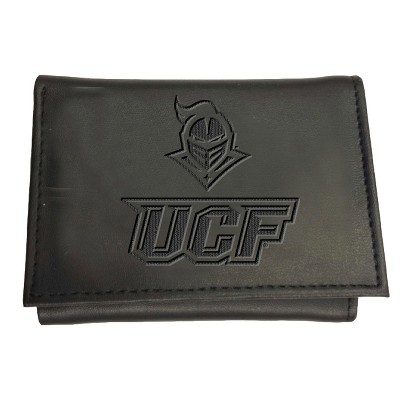 Evergreen NCAA UCF Knights Black Leather Trifold Wallet Officially Licensed with Gift Box