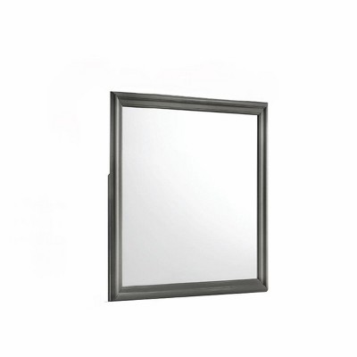 GlasFlength Decorative Wall Mirrors Wall Art Square Mirror Vanity Mirror Accent Mirror Metal Frame Mirror for Living Room, Gray, 38.19"*0.87"*38.19"