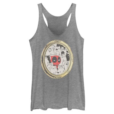 Womens Marvel Deadpool Cats Animated Frame Racerback Tank