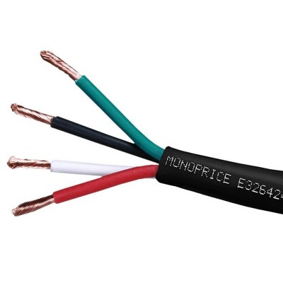 Monoprice Speaker Wire, CL2 Rated, 4-Conductor, 14AWG, 250ft, Black
