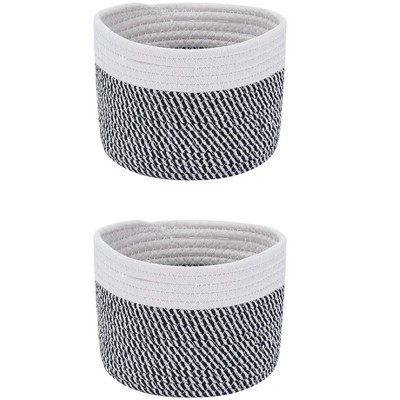 REGALWOVEN Handcrafted Odorless Cotton Rope Breathable Portable Storage Basket 2 Pcs
