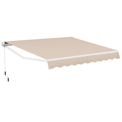 Tangkula Retractable Patio Awning Aluminum Deck Sunshade Shelter Outdoor Beige