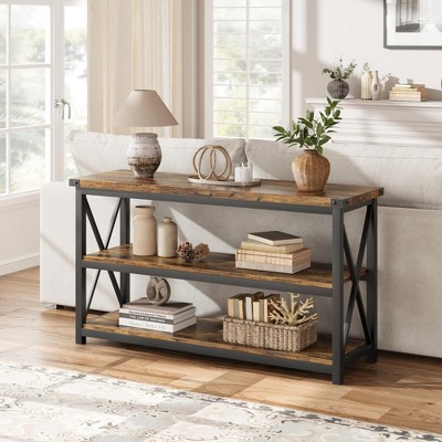 47" Long Console Table, 3-Tier Entryway Table with Storage Shelves, Rectangular Sofa Table for Entrance, Hallway, Living Room, Bedroom