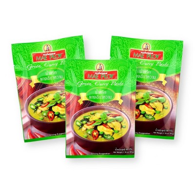 Mae Ploy Green Curry Paste Thai Curry 1.76 Oz. (50 g) (Pack of 3)