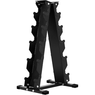 5-Tier Triangle Dumbbell Rack for 10 Pairs - Heavy Duty Carbon Steel Storage Stand, Rust-Proof Organizer for Gym Equipment