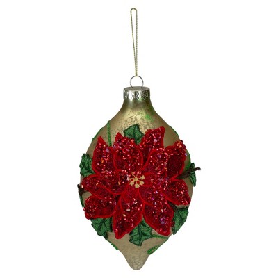 Northlight Poinsettia Finial Christmas Ornament - 6.5" - Red and Gold