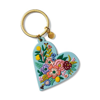 Rifle Paper Co. Garden Party Keychain: Floral Metal & PVC Keyring, Botanical Pattern, Multicolor, Adult & Teen Accessory