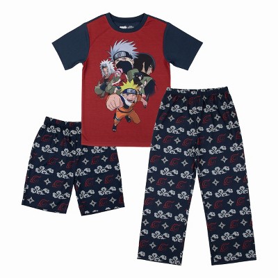 Naruto Youth 3-Piece Sleep Set with Tee Shirt, Shorts, and Sleep Pants