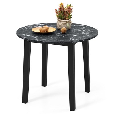Tangkula 35"  Kitchen Table Round Dining Table w/ Marble-textured Veneer Tabletop