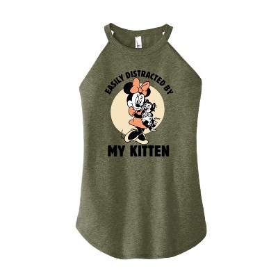 Women's - Disney Classics - Easily Distracted By Kittens Minnie Graphic High Neck Tank