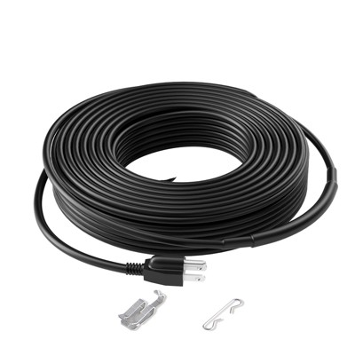 VEVOR Self-Regulating Pipe Heating Cable, 100FT 5W/FT Heat Tape for Pipes, Roof Snow Melting De-icing, Gutter and Pipe Freeze Protection, Black