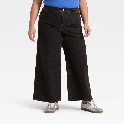Women's High-Rise Sailor Wide Leg Ankle Jeans - Universal Thread™ Black