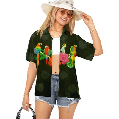 LA LEELA Button Down Shirt Casual Summer Beach Party Blouse Shirt Hawaii Blouses Short Sleeve Vacation Dress Tops Tee Hawaiian Shirts